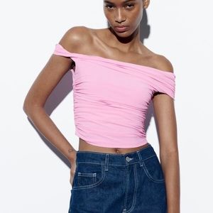 Zara Off the Shoulder Top in Pink